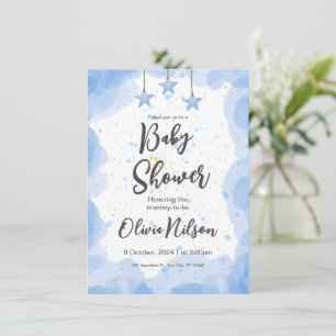 Blue Watercolor Baby Shower, Oh Boy Baby Shower