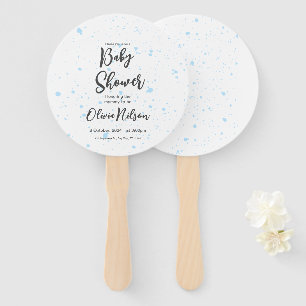 Blue Watercolor Baby Shower,  Oh Boy Baby Shower Hand Fan