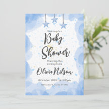 Blue Watercolor Baby Shower, Oh Boy Baby Shower