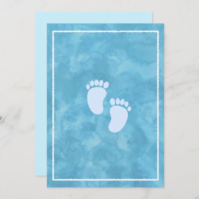Blue Watercolor Baby Shower Rectangle Template  (Front/Back)