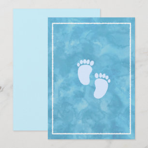 Blue Watercolor Baby Shower Rectangle Template 