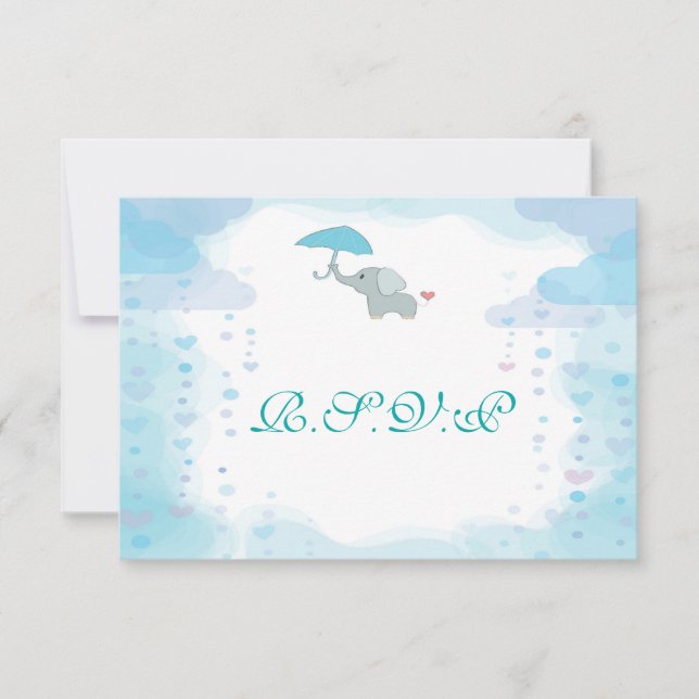 Blue Watercolor Baby Shower RSVP Card (Front)
