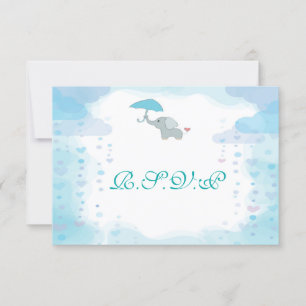 Blue Watercolor Baby Shower RSVP Card
