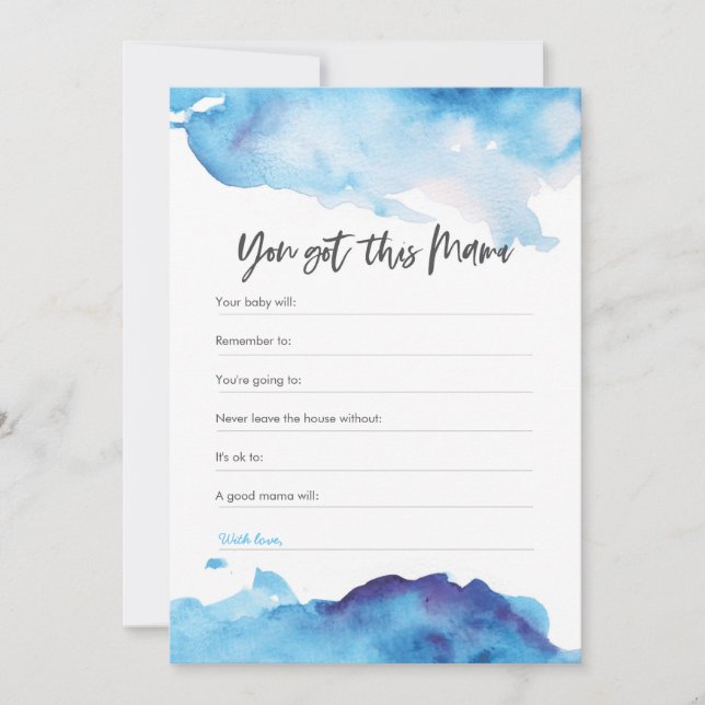 Blue watercolor Baby Shower You got this mama Invitation (Front)