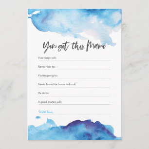 Blue watercolor Baby Shower You got this mama Invitation