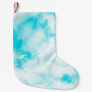 Blue watercolor background small christmas stocking
