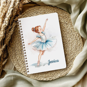 Blue Watercolor Ballerina Dancer  Notebook