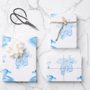 Blue Watercolor Ballerina Tutu Ballet Wrapping Paper Sheet