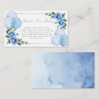 Blue Watercolor Balloon Floral Boy books for baby Enclosure Card