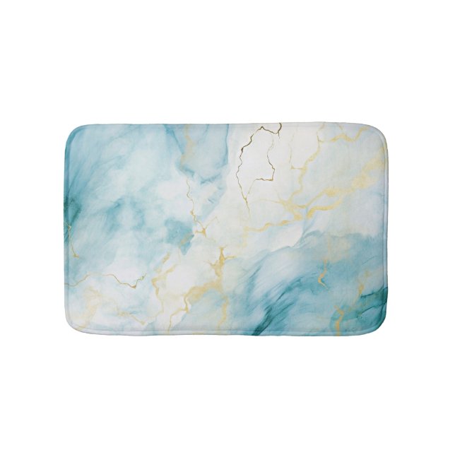 Blue watercolor bath mat (Front)