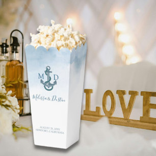 Blue Watercolor Beach Anchor Nautical Wedding Favour Box