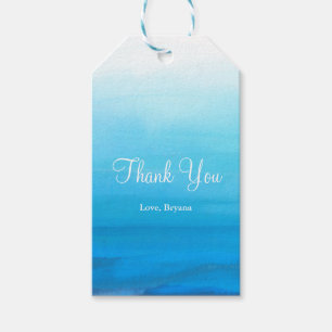 Blue Watercolor Beach Tropical Wedding Favour Gift Tags