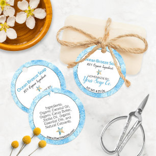 Blue Watercolor Beach Vibe 🌊 Soap Hang Tags