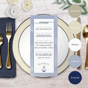 ⚓ Blue Watercolor Beach Wedding Menu