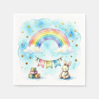 Blue Watercolor Birthday Napkins. Napkin