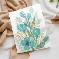 Blue Watercolor Blooms Business Happy Birthday