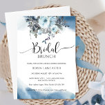 Blue Watercolor, Blue Floral Bridal Brunch/Shower Invitation<br><div class="desc">Gorgeous Bridal Shower/brunch/ couples shower invitation with delicate blue watercolor stains encasing your details, top floral bouquet and "Bridal" in hand written calligraphy. Flowers and foliage in dusty blue, navy blue, white, grey, sage and caramel tones. Card's back in soft blue watercolor wash. Part of our "Rustic Blue Mountains Wedding...</div>