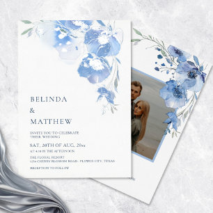 Blue Watercolor Blue Flowers  Casual Wedding