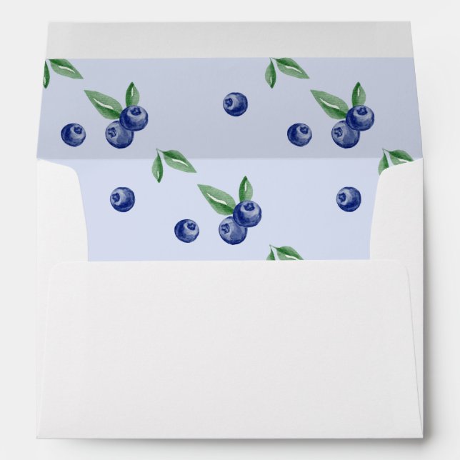 Blue Watercolor blueberry berry sweet birthday  Envelope (Back (Bottom))