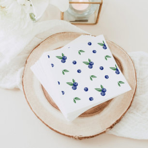Blue Watercolor blueberry berry sweet birthday  Napkin