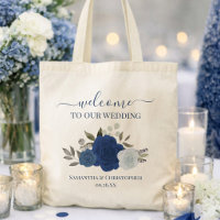 Blue Watercolor Boho Roses Elegant Wedding Welcome