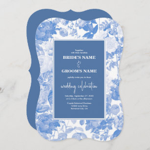 Blue Watercolor Botanical Florals Wedding Invitation