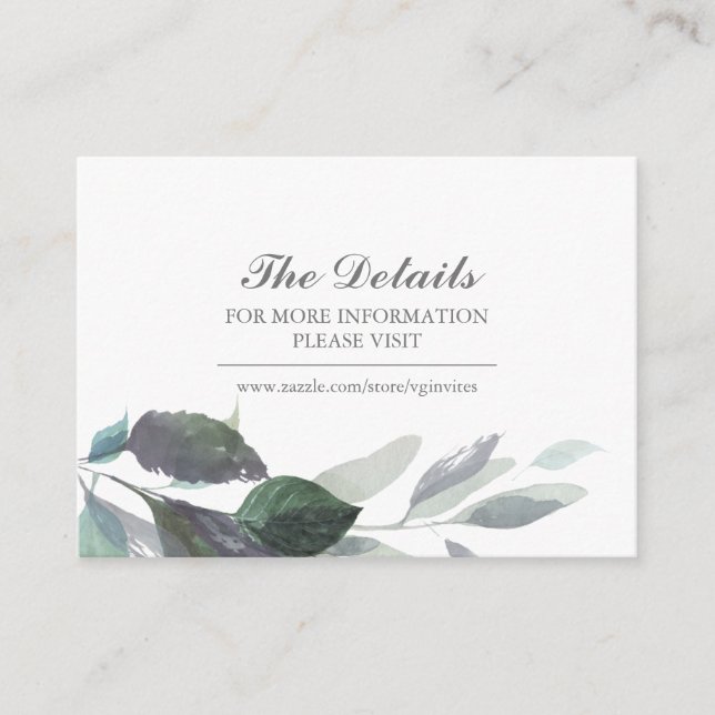 Blue Watercolor Botanical Guest Details Insert (Front)
