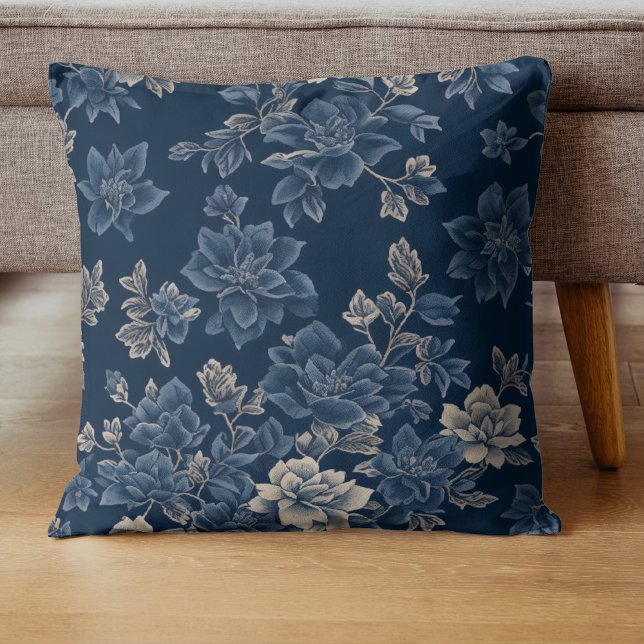 Blue Watercolor Botanical Leaves pattern Cushion (Creator Uploaded)