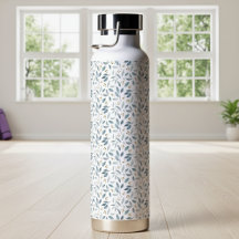 Blue Watercolor Botanical Pattern 