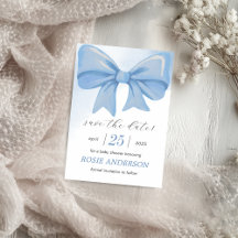 Blue Watercolor Bow Baby Shower