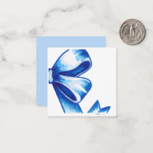 Blue Watercolor Bow Enclosure Card