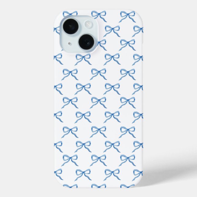 Blue Watercolor Bow Pattern Case-Mate iPhone Case (Back)
