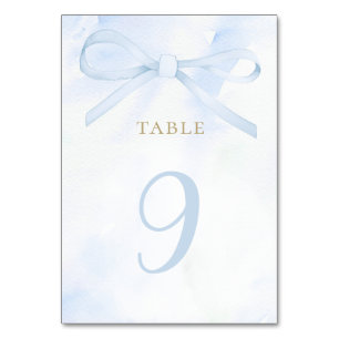 blue watercolor bow table number