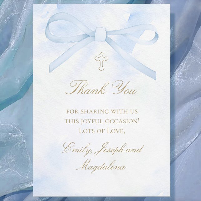 blue watercolor bow Thank You card (Creator Uploaded)