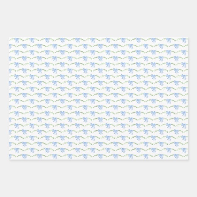 blue watercolor bows wrapping paper (Front 2)