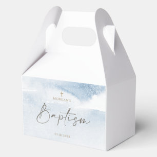 Blue Watercolor Boy Baptism Favour Box