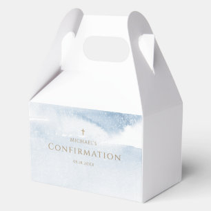 Blue Watercolor Boy Baptism Favour Box