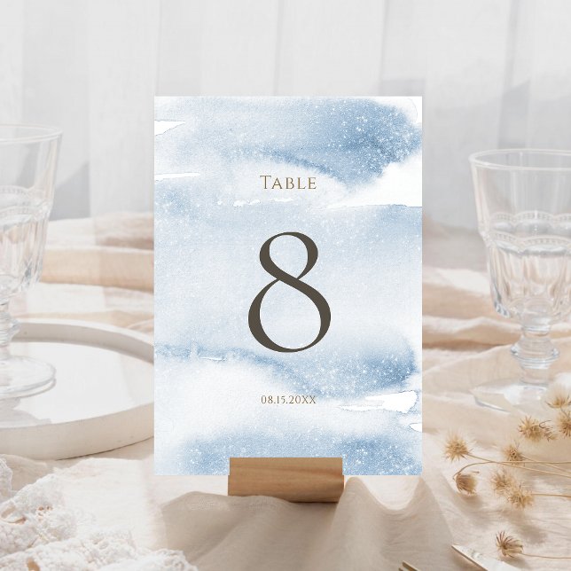 Blue Watercolor Boy Baptism Table Number (Blue Watercolor Boy Baptism Table Number)