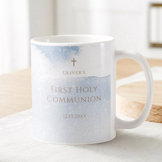 Blue Watercolor Boy First Communion Coffee Mug (Blue Watercolor Boy First Communion Coffee Mug)