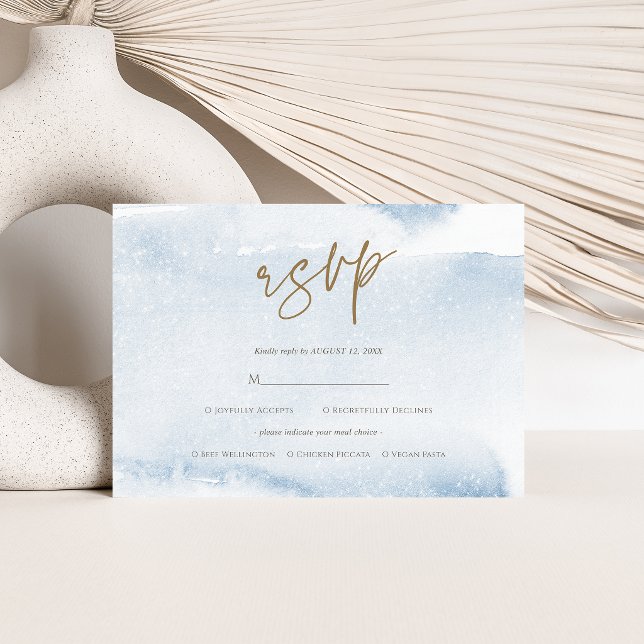 Blue Watercolor Boy First Communion RSVP Card (Blue Watercolor Boy First Communion RSVP Card)