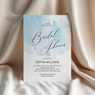 Blue Watercolor Bridal Shower Invitation