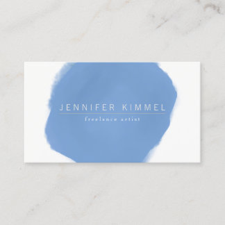 Blue Watercolor Brush Circle Business Card