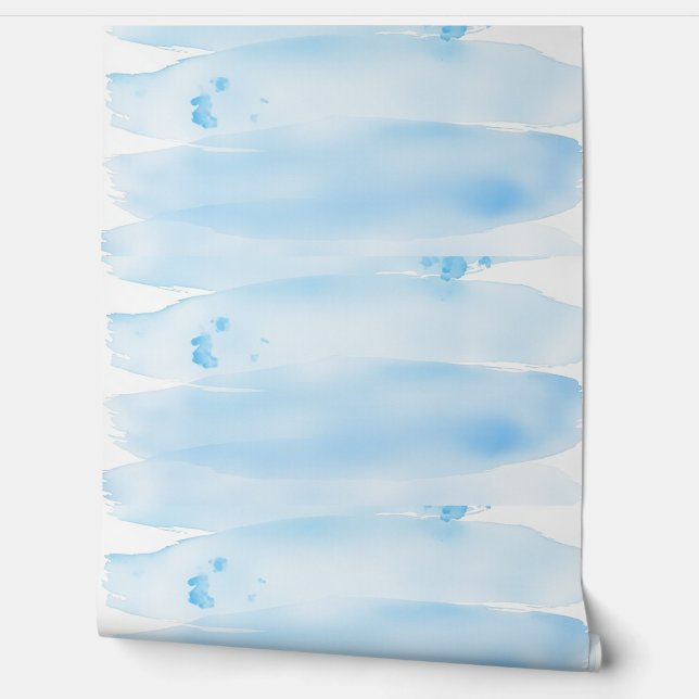 Blue Watercolor Brushstroke Vinyl Sheet Wallpaper (Unrolling)