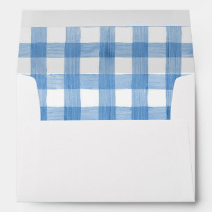 Blue Watercolor Buffalo Plaid RETURN ADDRESS Envelope