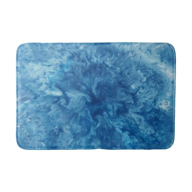 Blue Watercolor Burst Bath Mat (Front)