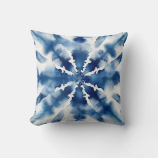 Blue Watercolor Burst Pattern Cushion
