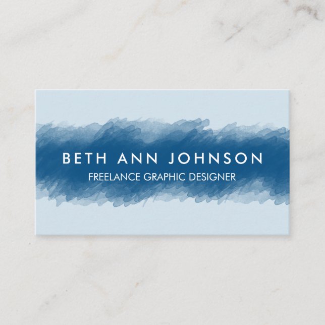 Blue Watercolor Business Card (Front)