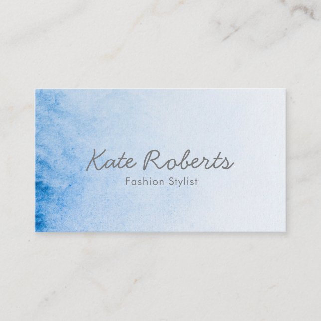 Blue Watercolor business card | minimalist (Front)