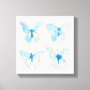 Blue Watercolor Butterflies Canvas Print