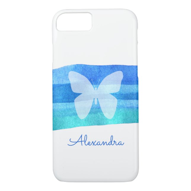 Blue Watercolor Butterfly Personalised Case-Mate iPhone Case (Back)